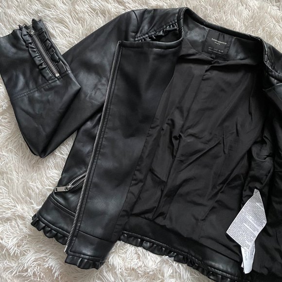 Zara Ruffled Faux Leather Jacket - Trafaluc - Picture 3 of 15